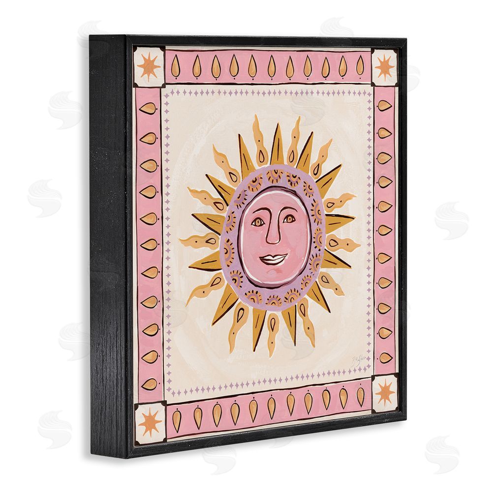 Two If By Sea Studios Smiling Sun with Pink Border Black Framed Giclee Wall Art Print