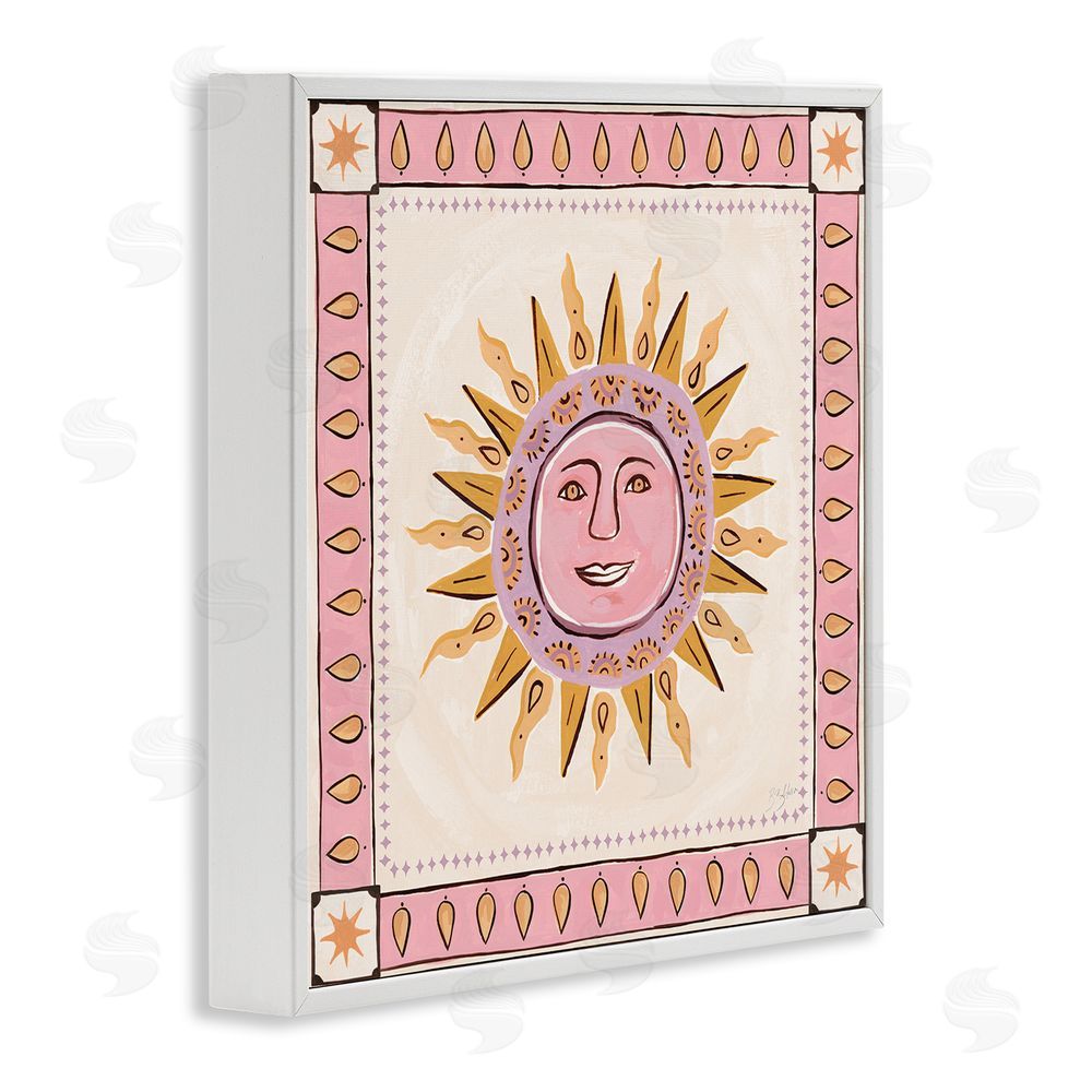 Two If By Sea Studios Smiling Sun with Pink Border White Framed Giclee Wall Art Print