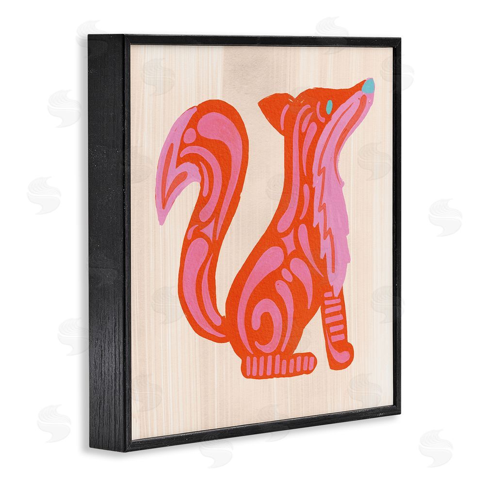 The Paper Curator Whimsical Folk Fox Vibrance Black Framed Giclee Wall Art Print