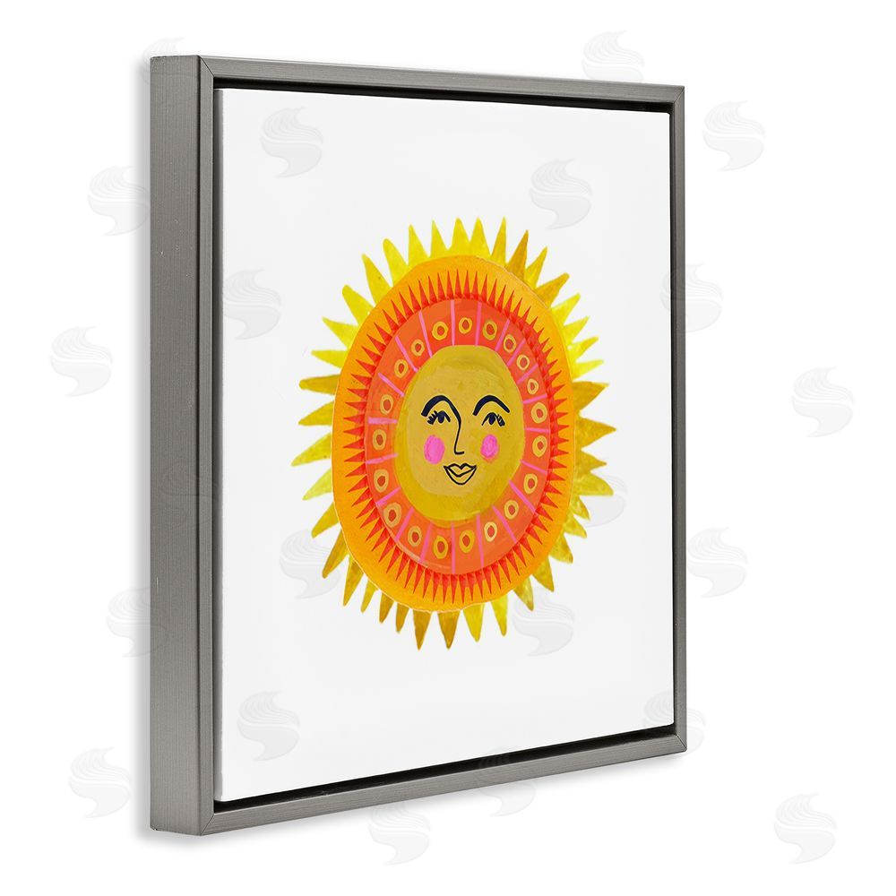 Katherine Herrell Studio Eccentric Bohemian Sun Gray Floating Frame Canvas Wall Art Print