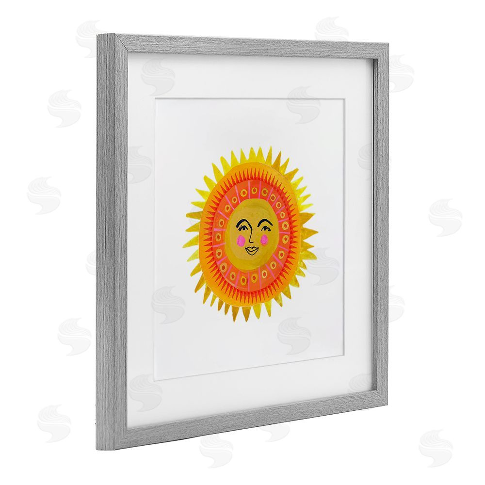 Katherine Herrell Studio Eccentric Bohemian Sun Gray Framed Print Under Glass Wall Art