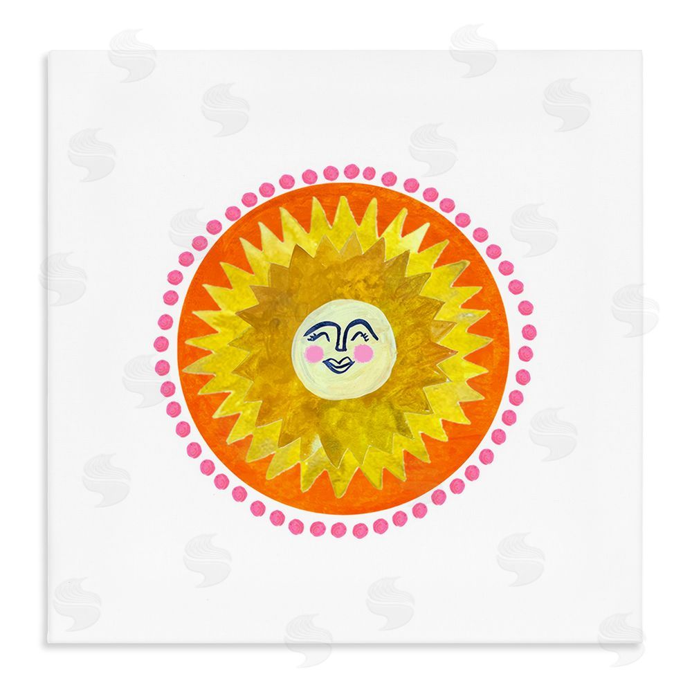 Katherine Herrell Studio Yellow & Orange Smiling Sun Stretched Canvas Wall Art Print