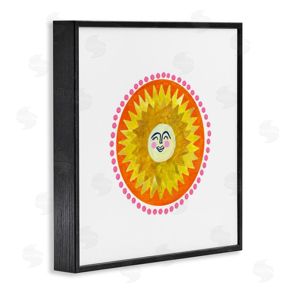 Katherine Herrell Studio Yellow & Orange Smiling Sun Black Framed Giclee Wall Art Print