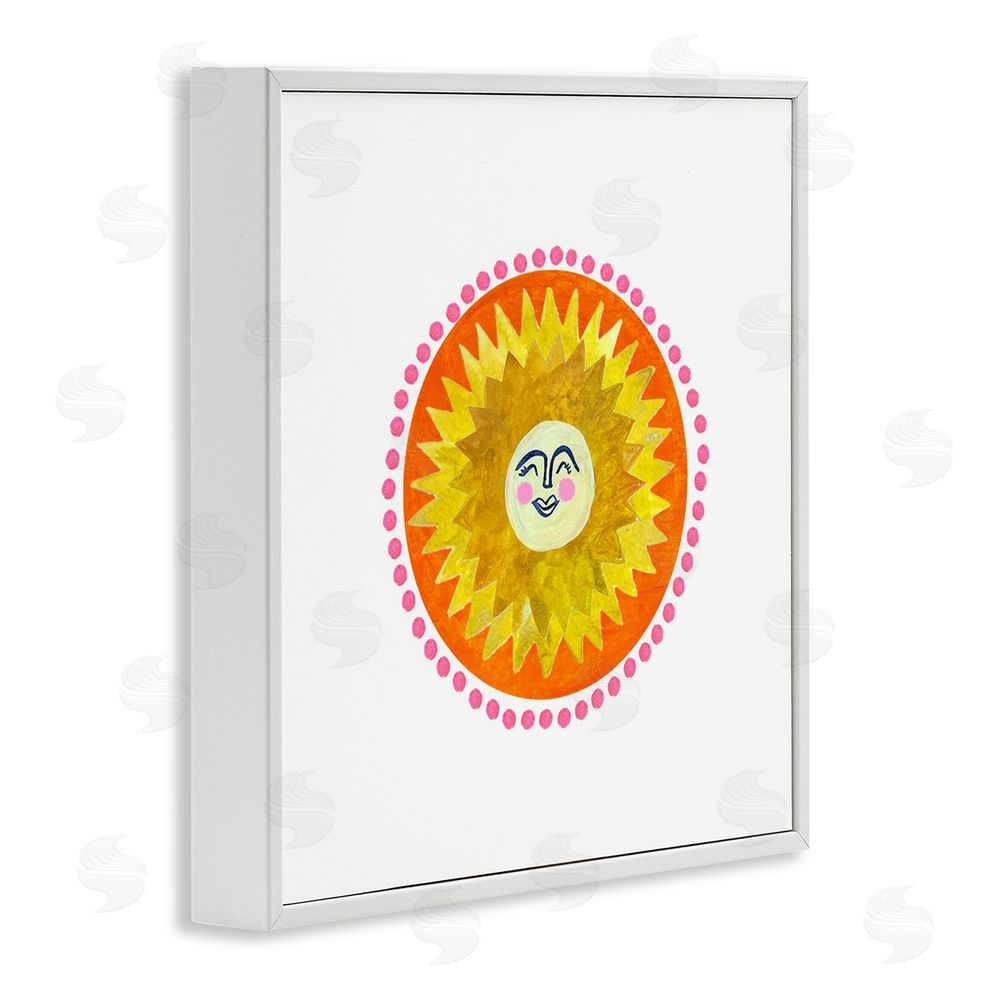 Katherine Herrell Studio Yellow & Orange Smiling Sun White Framed Giclee Wall Art Print