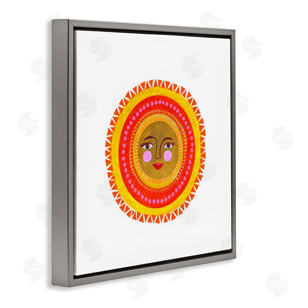 Katherine Herrell Studio Bold Bohemian Sun Gray Floating Frame Stretched Canvas Wall Art Print