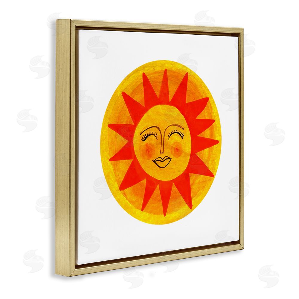 Katherine Herrell Studio Warm Fiery Sun Gold Floating Framed Canvas Wall Art Print