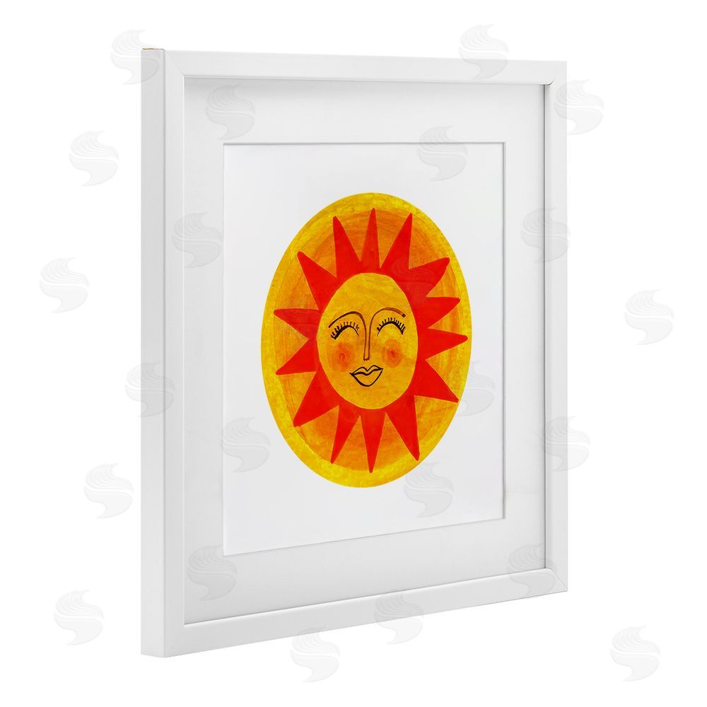 Katherine Herrell Studio Warm Fiery Sun White Framed Print Under Glass with White Mat Wall Art