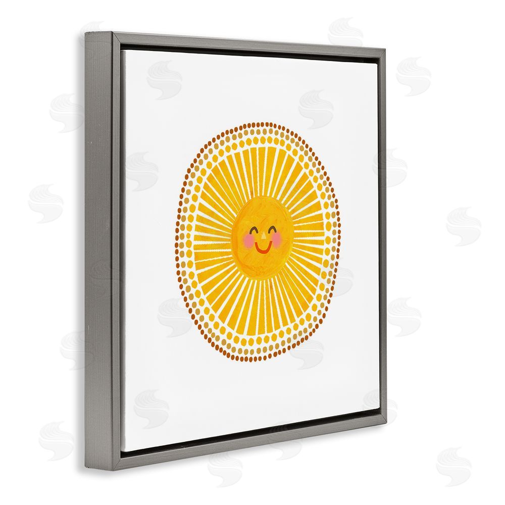 Katherine Herrell Studio Yellow Sun's Smile Gray Floating Framed Canvas Wall Art Print