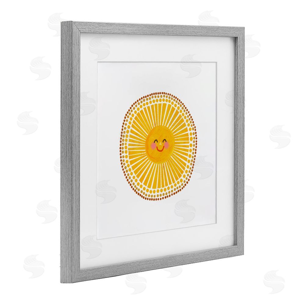 Katherine Herrell Studio Yellow Sun's Smile Gray Framed Print Under Glass with White Mat Wall Art