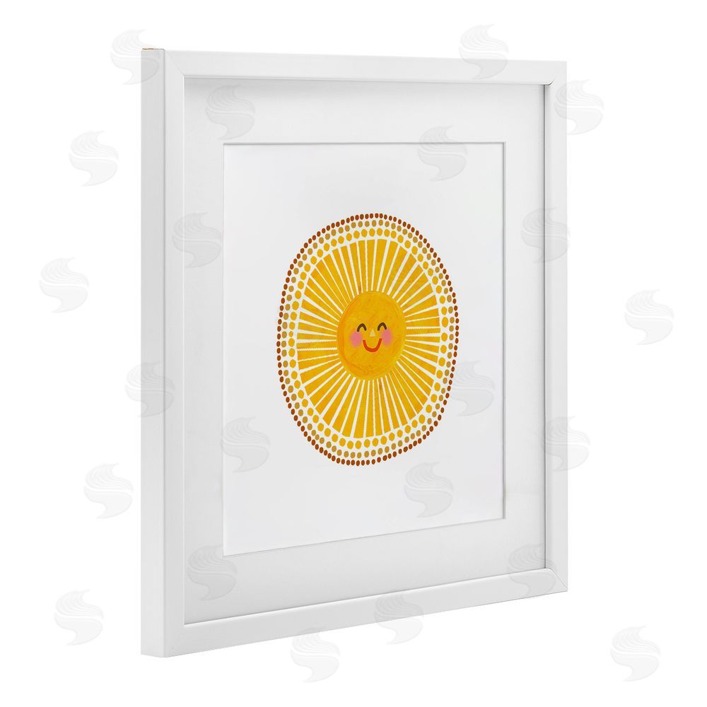 Katherine Herrell Studio Yellow Sun's Smile White Framed Print Under Glass with White Mat Wall Art