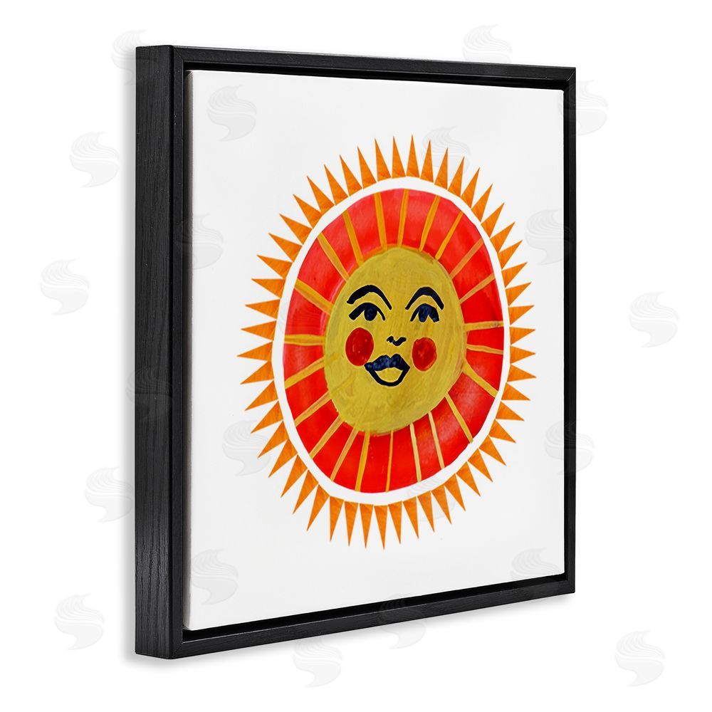 Katherine Herrell Studio Cheerful Boho Sun Black Floating Frame Stretched Canvas Wall Art Print