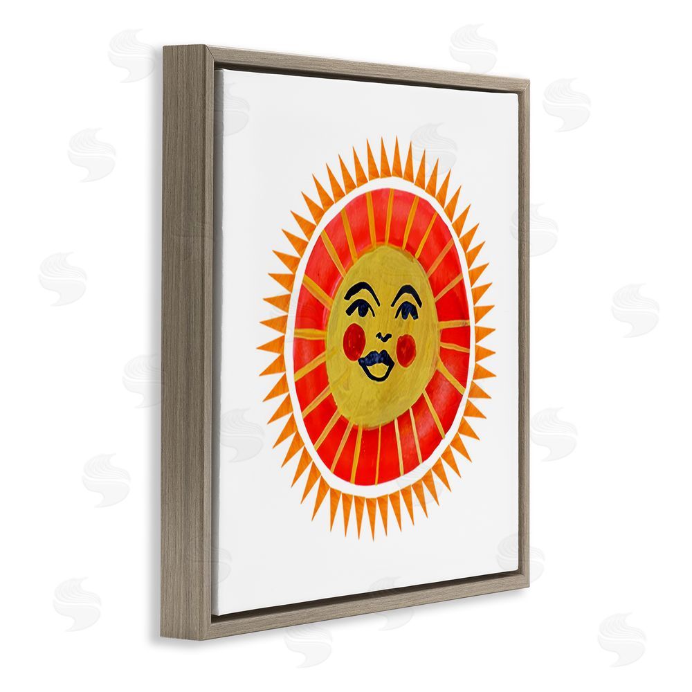 Katherine Herrell Studio Cheerful Boho Sun Brown Floating Frame Stretched Canvas Wall Art Print