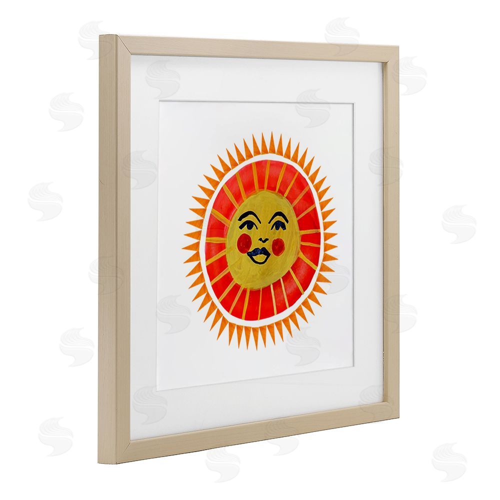 Katherine Herrell Studio Cheerful Boho Sun Brown Framed Print Under Glass with Matting Wall Art