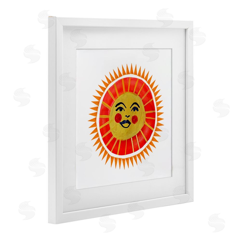 Katherine Herrell Studio Cheerful Boho Sun White Framed Print Under Glass with Matting Wall Art
