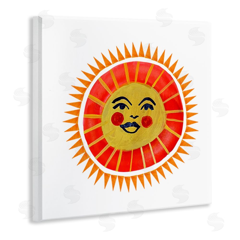 Katherine Herrell Studio Cheerful Boho Sun Wall Plaque Art Print with White Foil Wrap