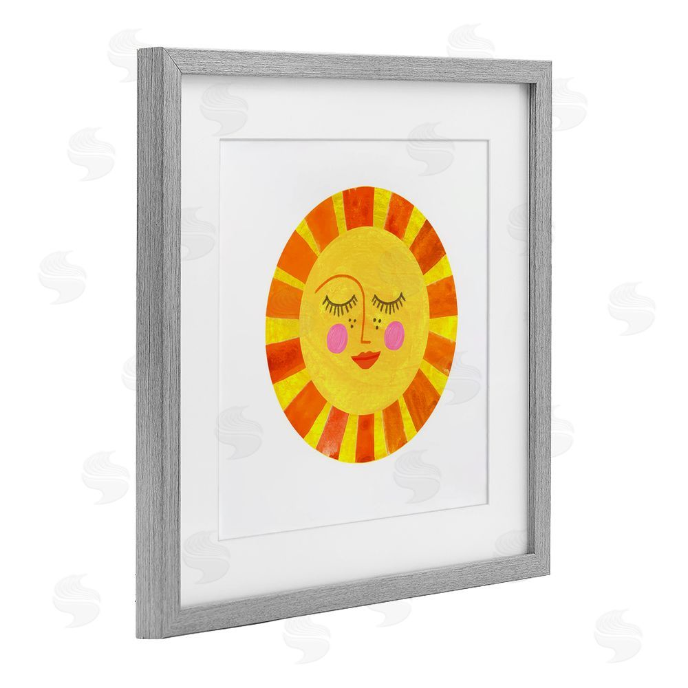 Katherine Herrell Studio Simple Warm Sunshine Gray Framed Print Under Glass with White Mat Wall Art