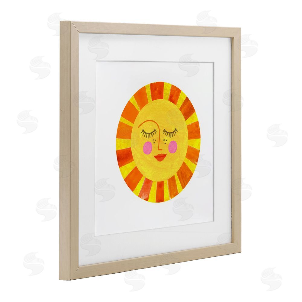 Katherine Herrell Studio Simple Warm Sunshine Brown Framed Print Under Glass with White Mat Wall Art