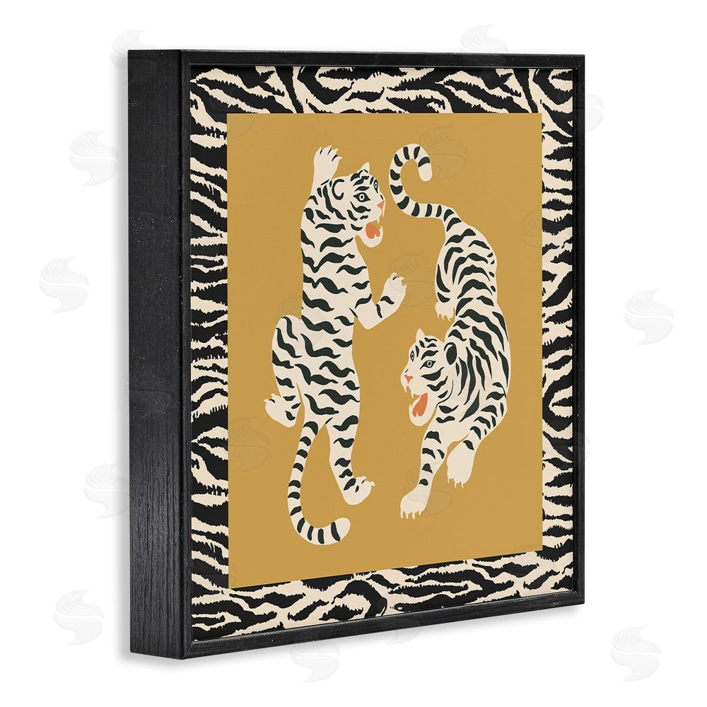 Karolina Sato Boho Twin Tiger Stripes Black Framed Giclee Wall Art Print