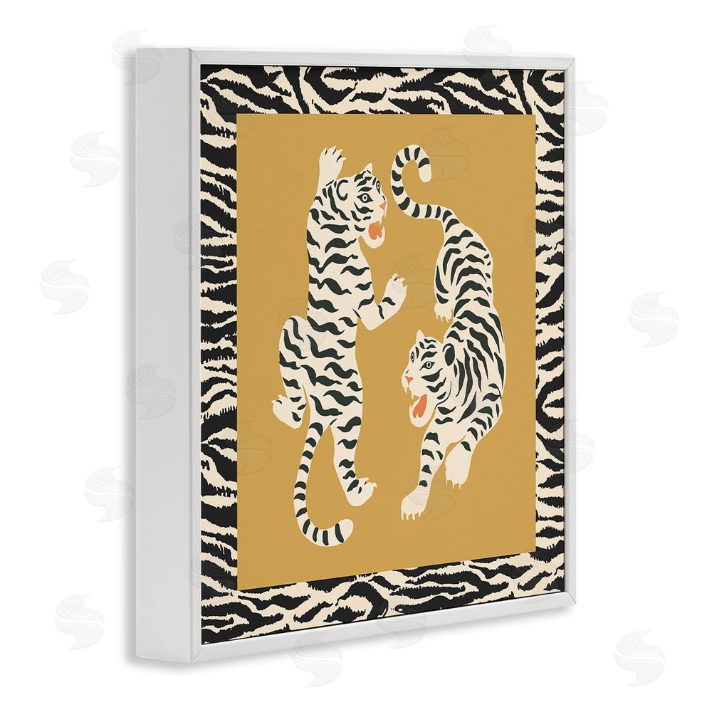 Karolina Sato Boho Twin Tiger Stripes White Framed Giclee Wall Art Print