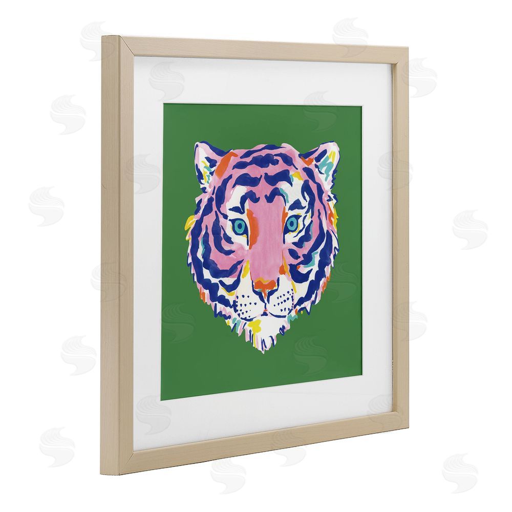 Karolina Sato Exotic Boho Tiger Face Brown Framed Print Under Glass Wall Art