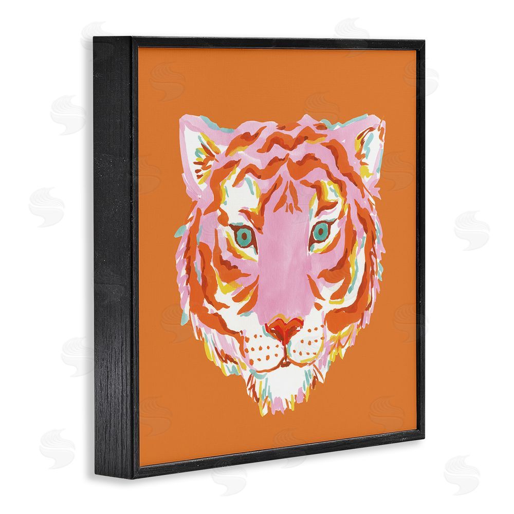 Karolina Sato Fun Bold Orange Tiger Black Framed Giclee Wall Art