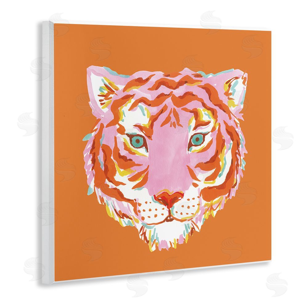 Karolina Sato Fun Bold Orange Tiger Wall Plaque Home Decor Art Print