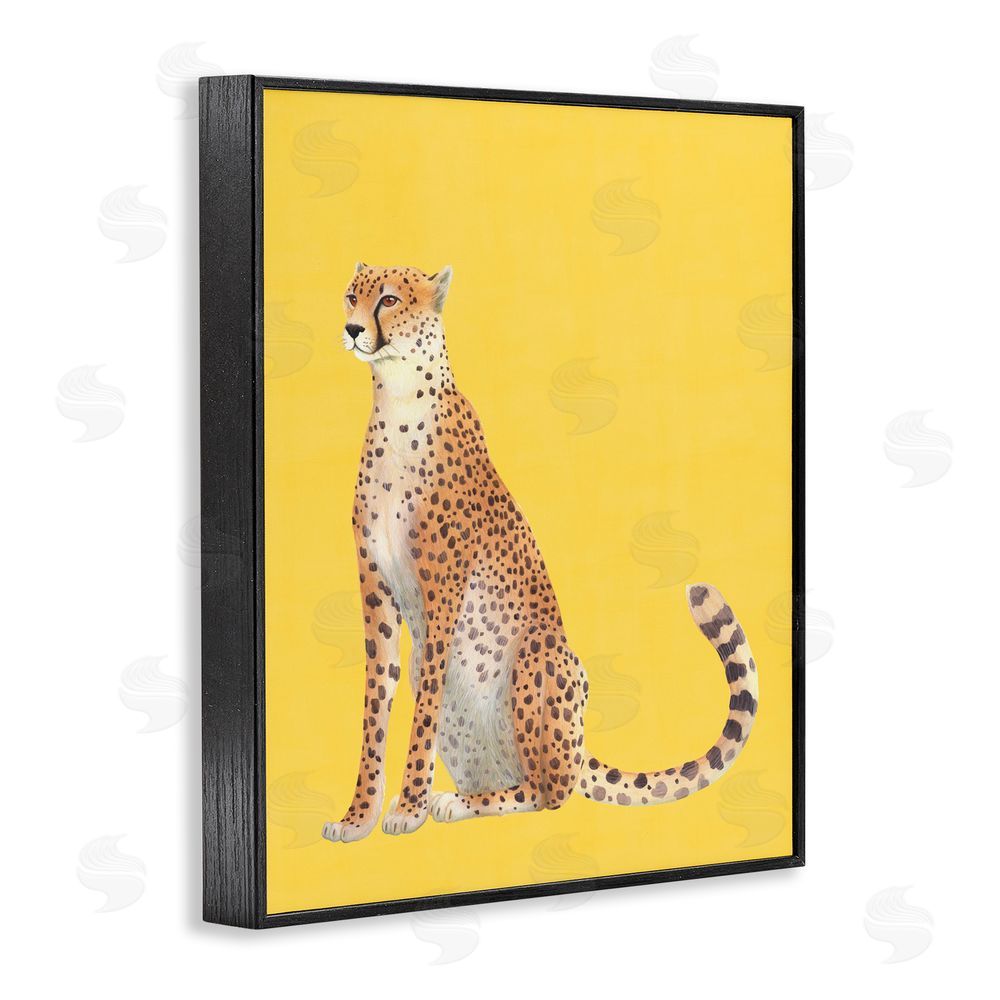 Karolina Sato Cheetah on Vibrant Yellow Black Framed Giclee Wall Art Print