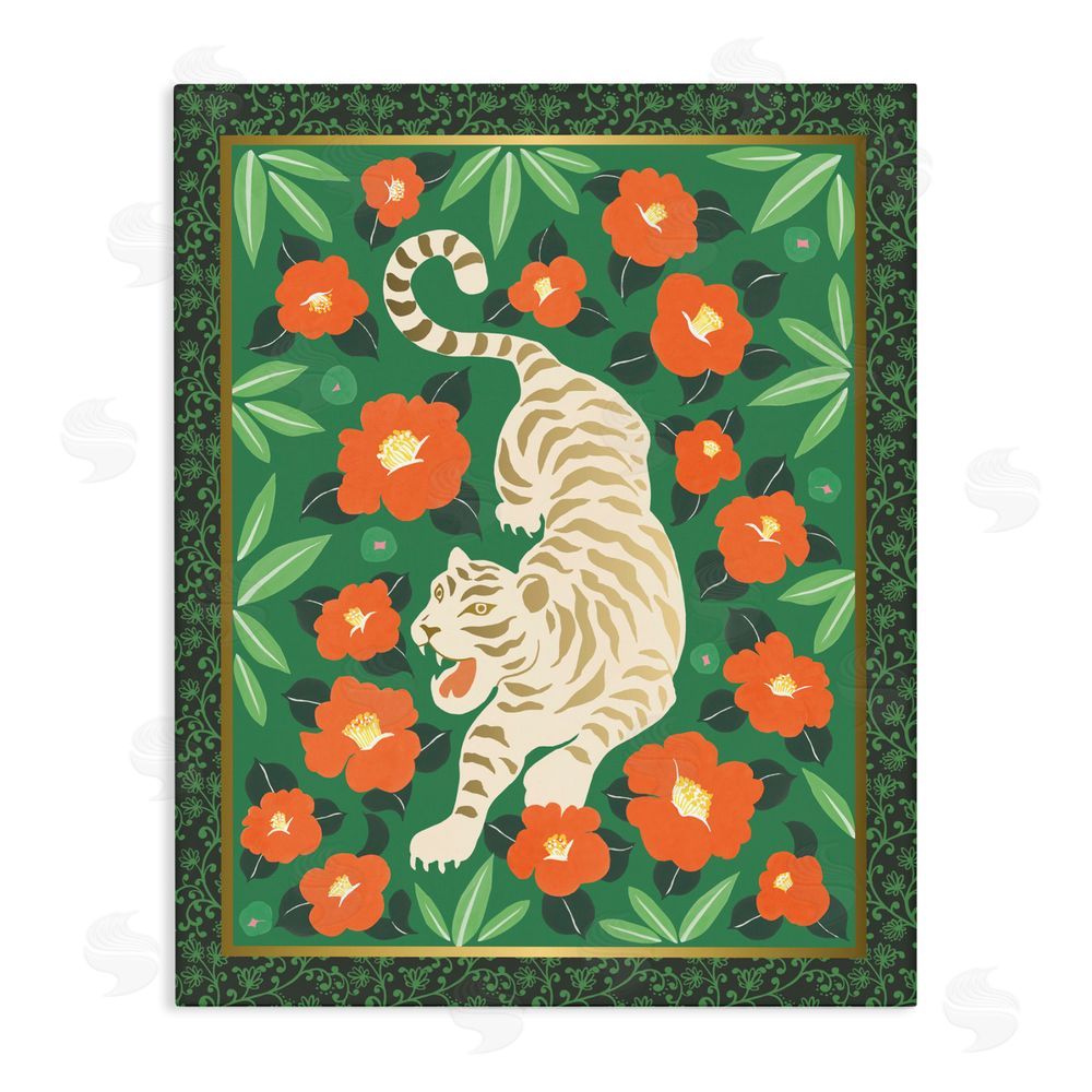 絵画 Tiger Stupell Wall Art | Eclectic Tiger & Hibiscus – Stupell Home Decor