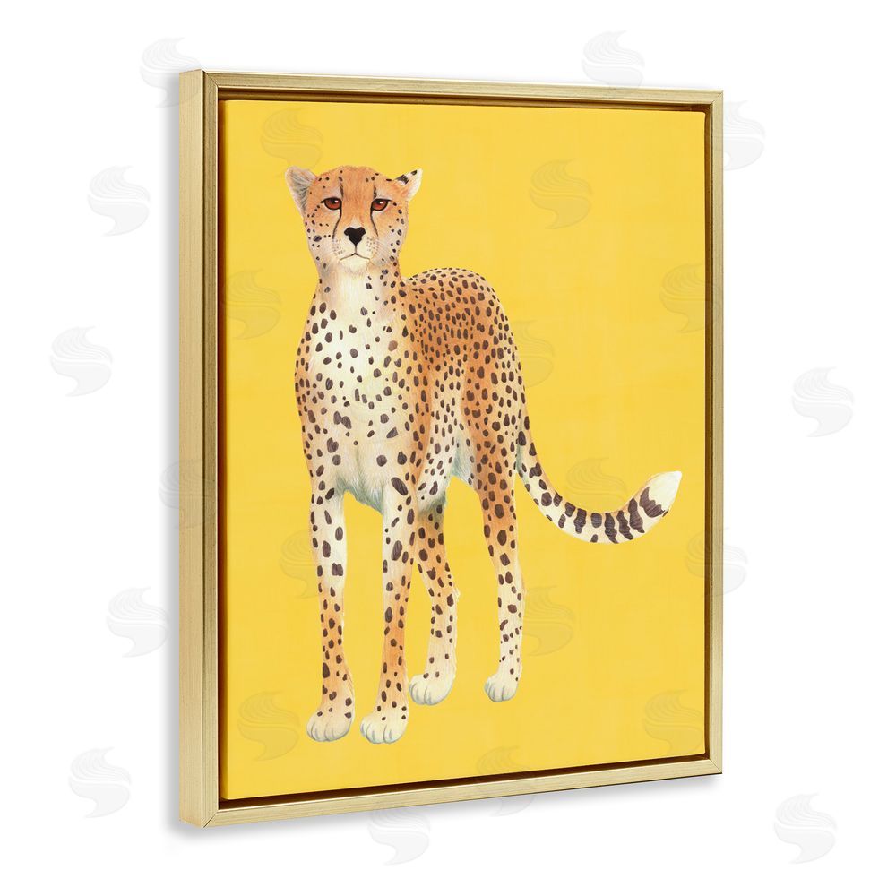 Karolina Sato Exotic Cheetah over Yellow Gold Floating Framed Canvas Wall Art