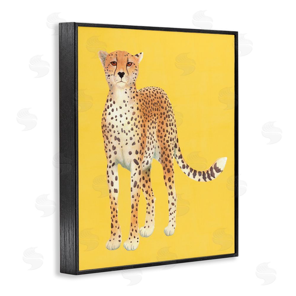 Karolina Sato Exotic Cheetah over Yellow Black Framed Giclee Wall Art