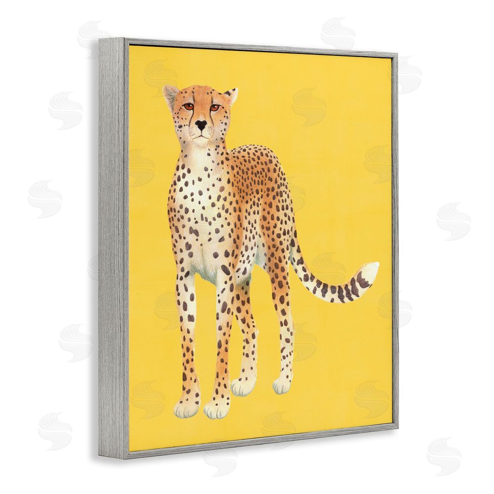 Karolina Sato Exotic Cheetah over Yellow Gray Framed Giclee Wall Art