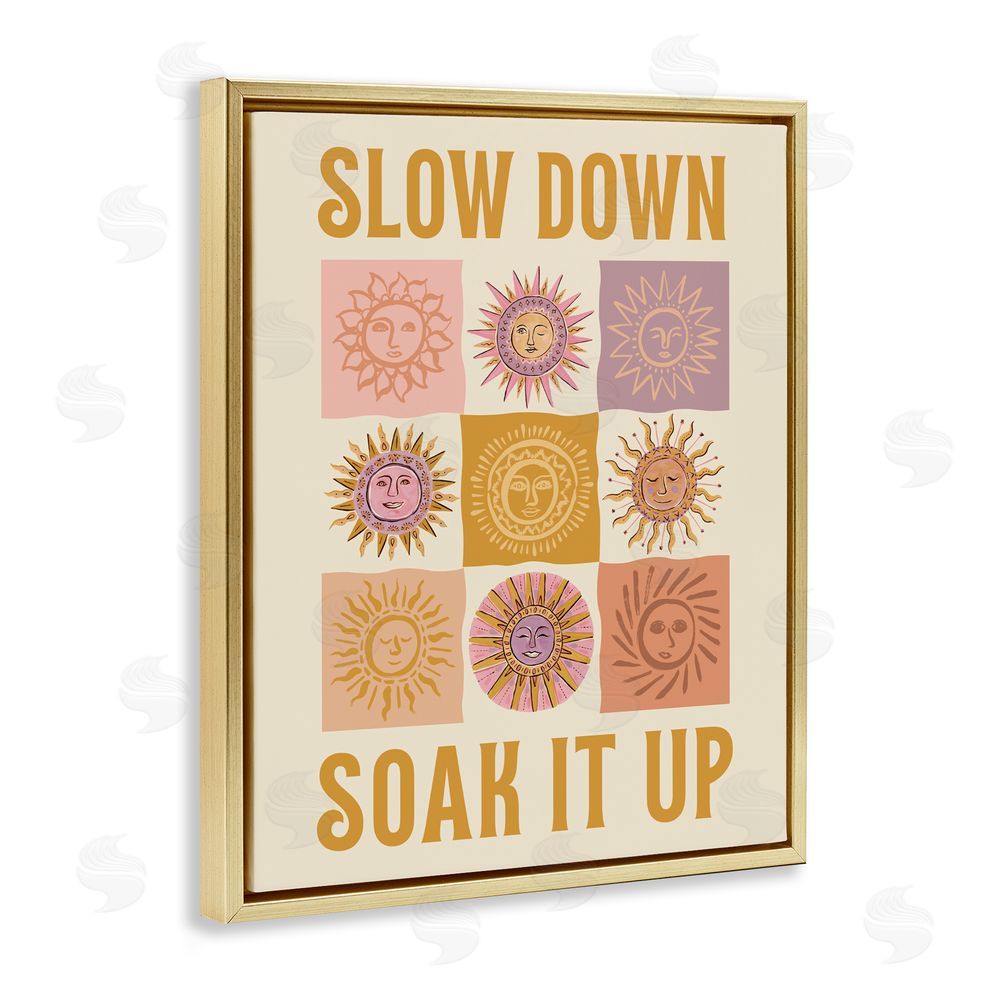 Two If By Sea Studios Slow Down Soak It Up Gold Floating Framed Canvas Wall Art Print