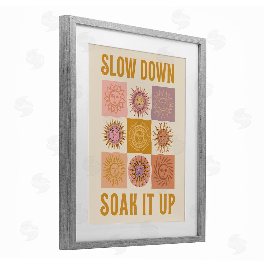 Two If By Sea Studios Slow Down Soak It Up Gray Framed Print Under Glass with White Mat Wall Art