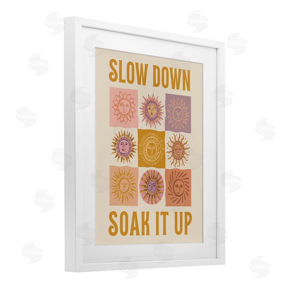 Two If By Sea Studios Slow Down Soak It Up White Framed Print Under Glass with White Mat Wall Art