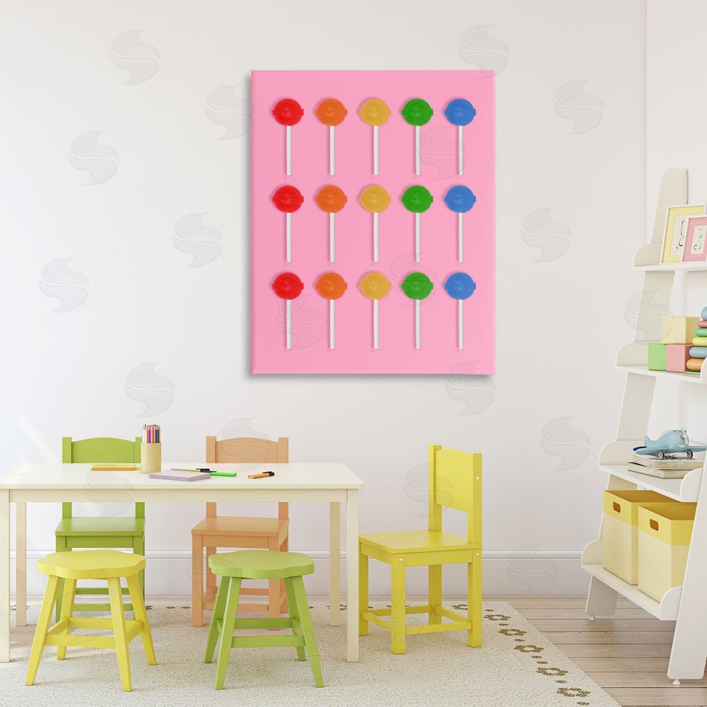 LISH Creative Colorful Lollipop Grid Stretched Canvas Wall Art in Room