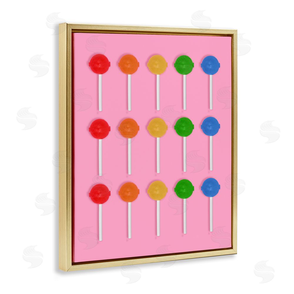 LISH Creative Colorful Lollipop Grid Gold Floating Frame Canvas Wall Art Print
