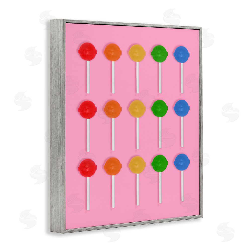 LISH Creative Colorful Lollipop Grid Gray Framed Giclee Wall Art Print