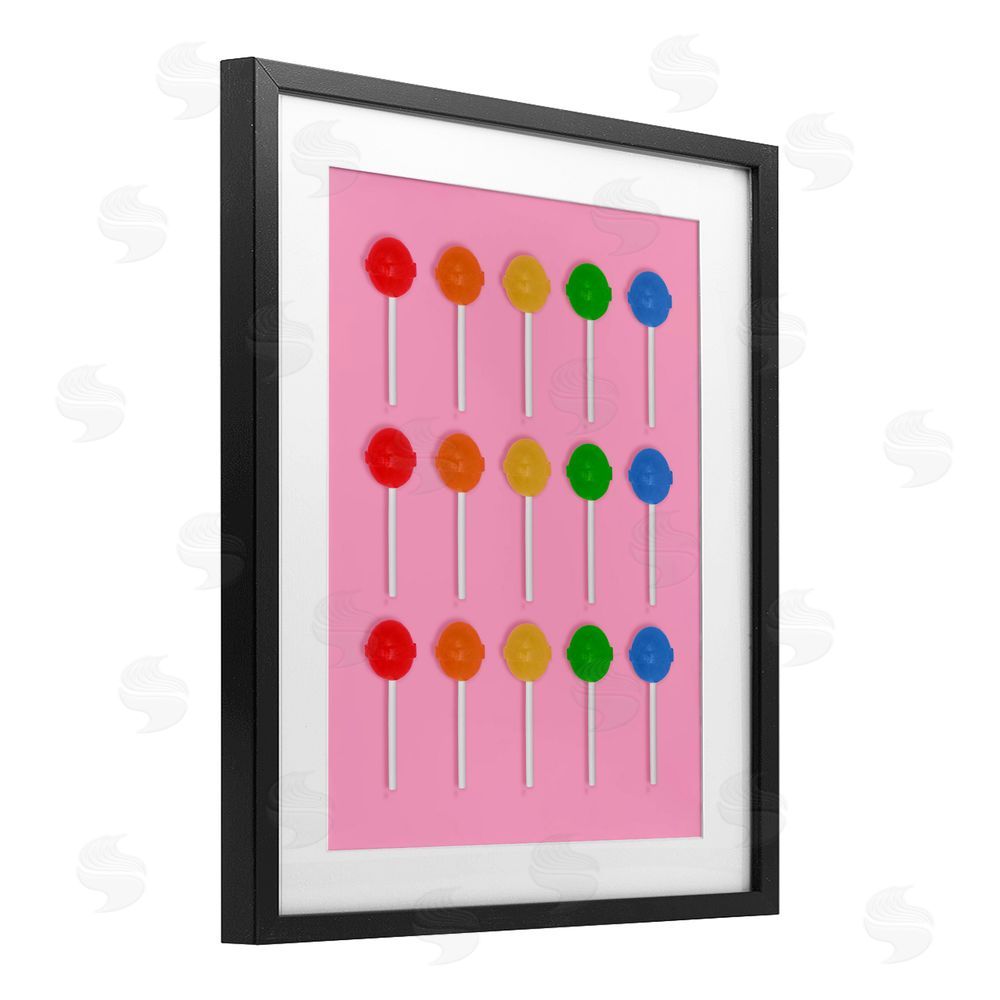 LISH Creative Colorful Lollipop Grid Black Framed Print Under Glass Wall Art