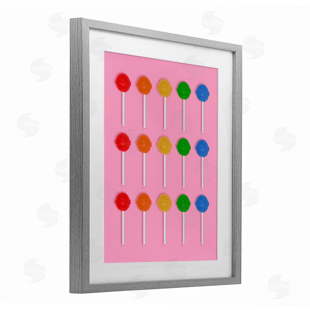 LISH Creative Colorful Lollipop Grid Gray Framed Print Under Glass Wall Art