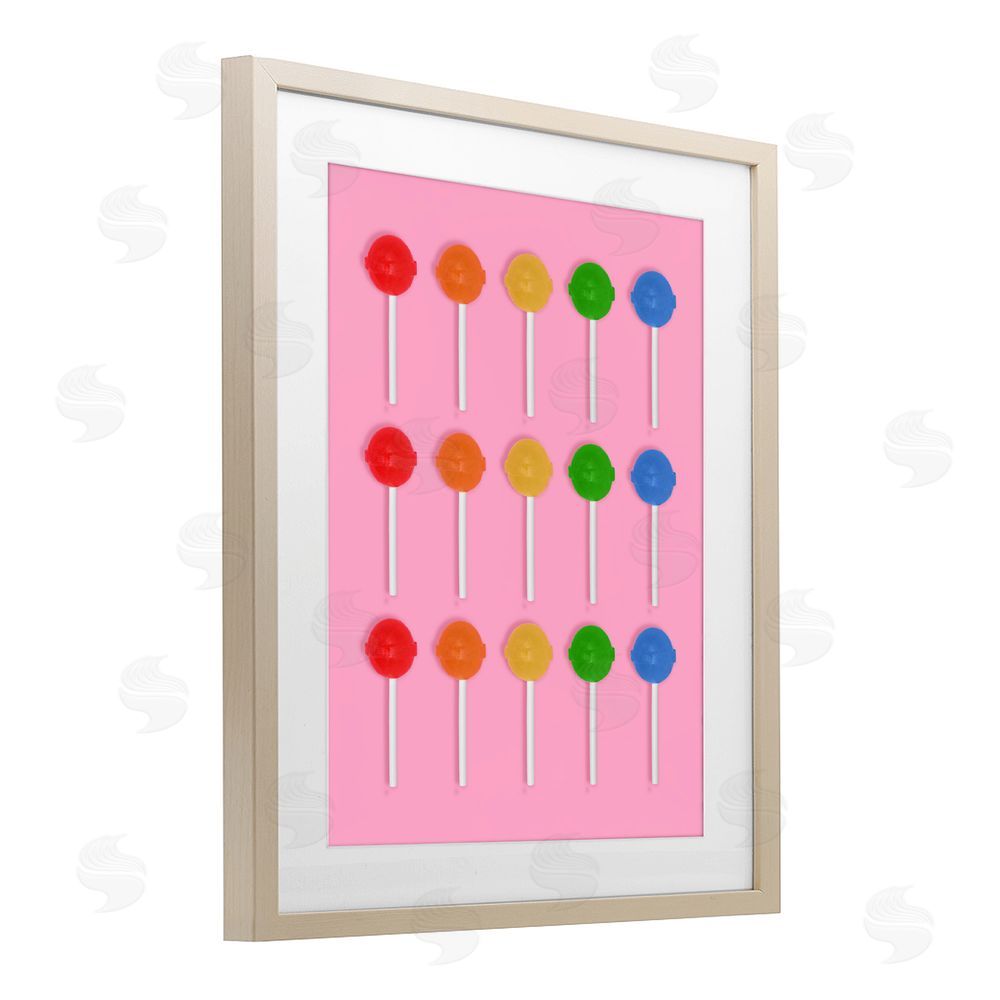 LISH Creative Colorful Lollipop Grid Brown Framed Print Under Glass Wall Art