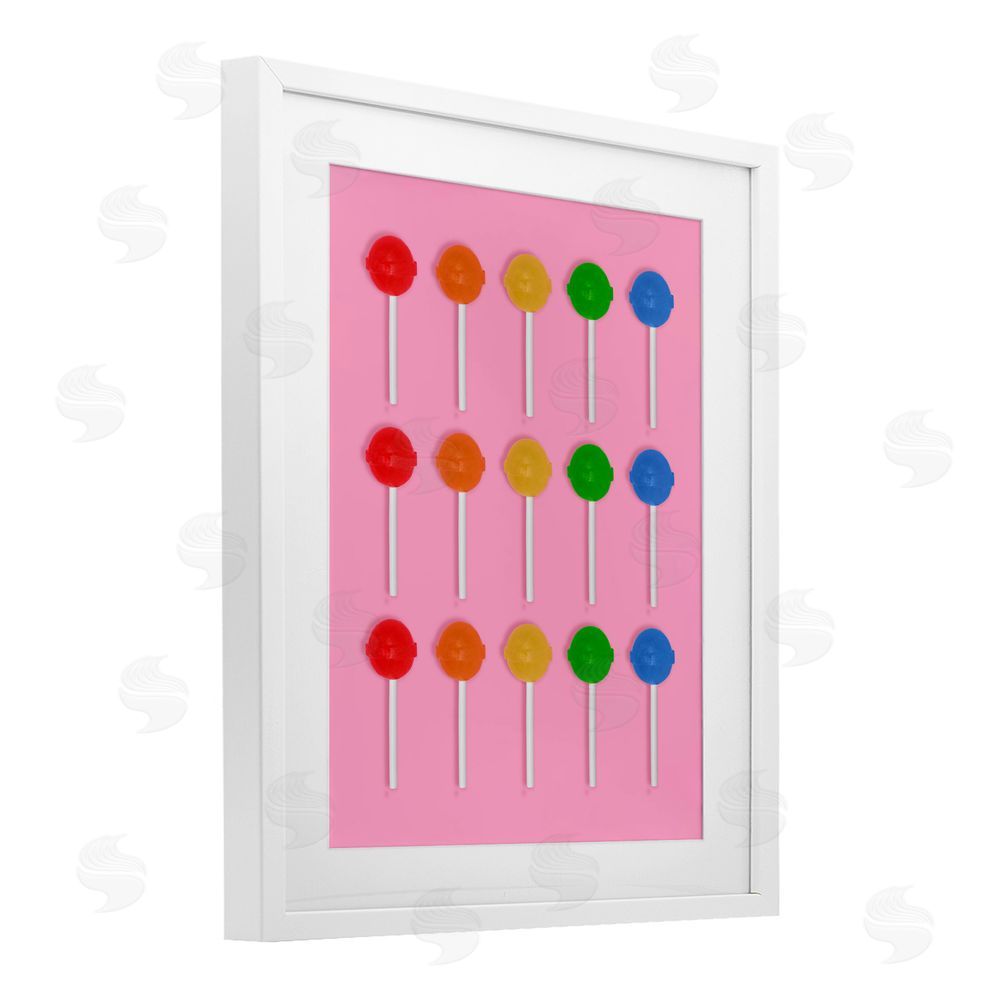 LISH Creative Colorful Lollipop Grid White Framed Print Under Glass Wall Art
