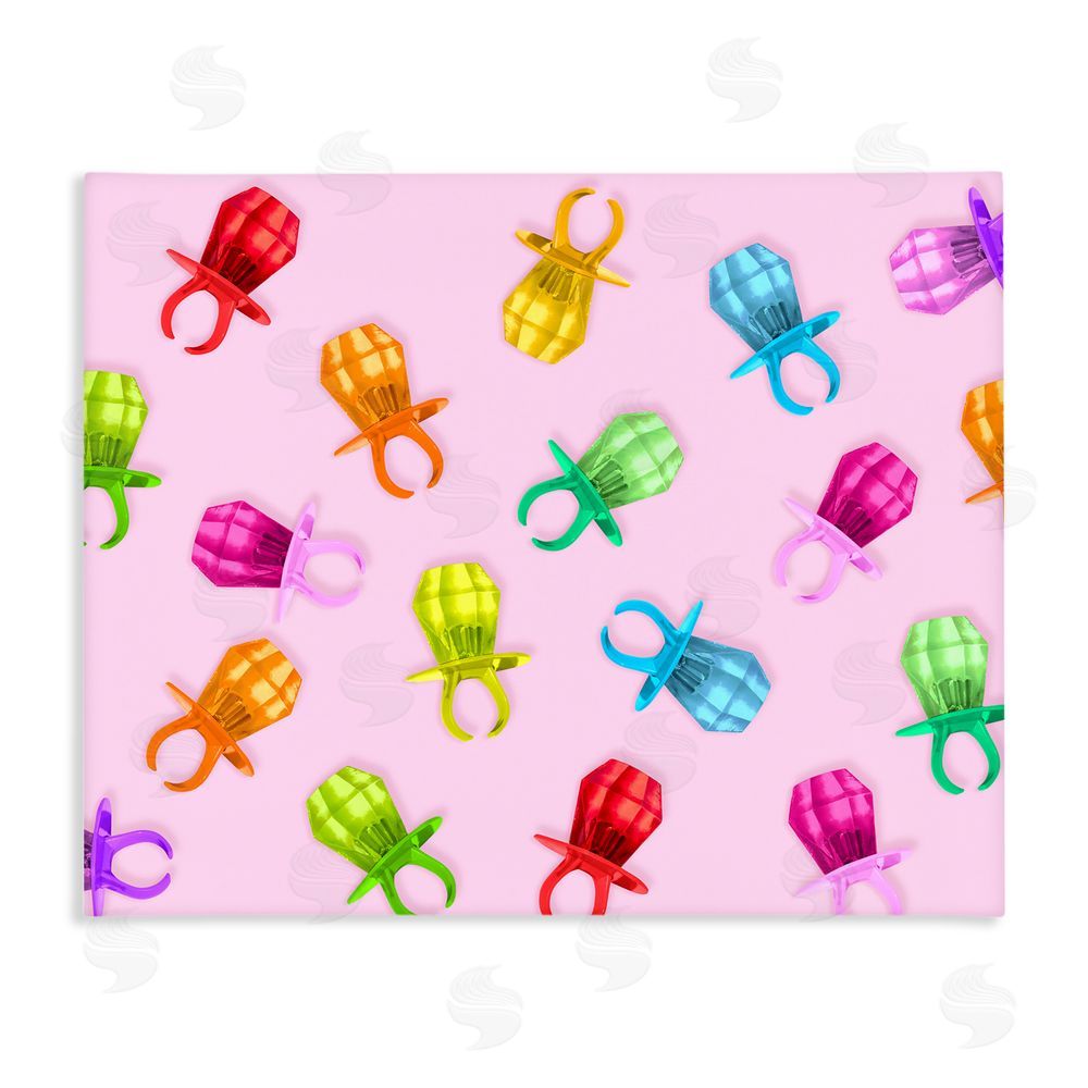LISH Creative Candy Gem Ring Party Pattern Stretched Canvas Wall Art Print