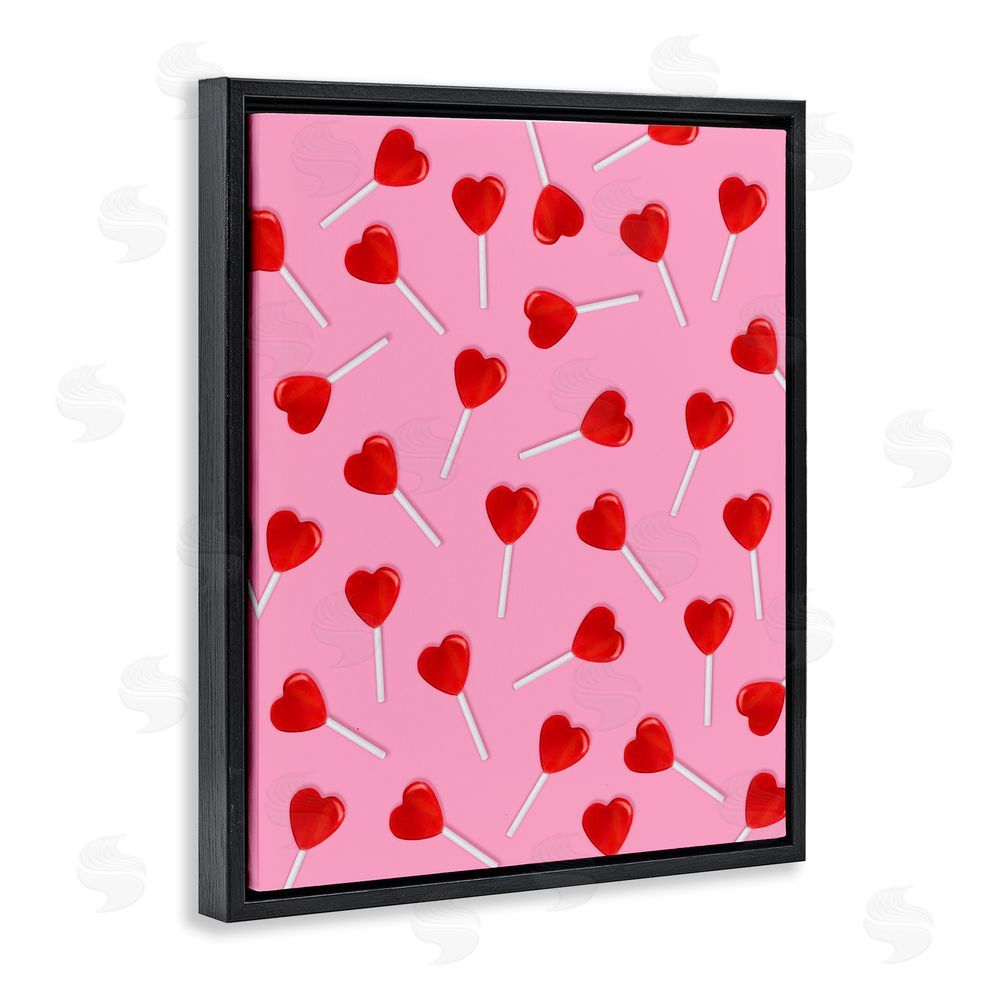 LISH Creative Heart Lollipop Pattern Black Floating Frame Canvas Wall Art