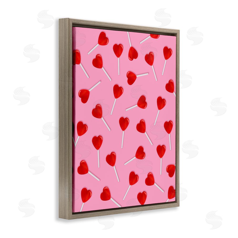 LISH Creative Heart Lollipop Pattern Brown Floating Frame Canvas Wall Art