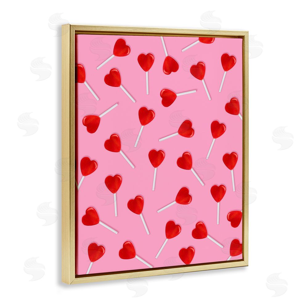 LISH Creative Heart Lollipop Pattern Gold Floating Frame Canvas Wall Art