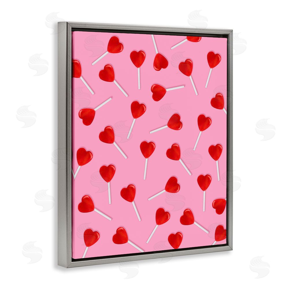 LISH Creative Heart Lollipop Pattern Gray Floating Frame Canvas Wall Art