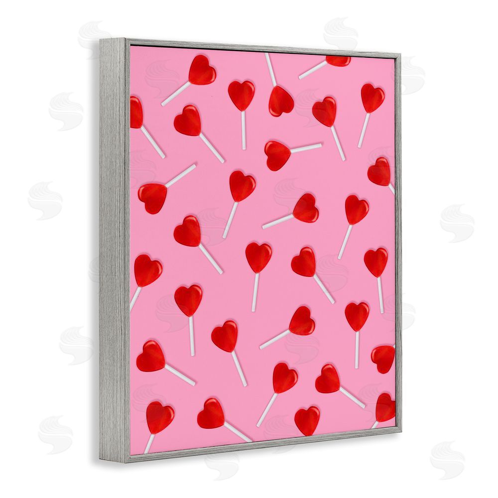 LISH Creative Heart Lollipop Pattern Gray Framed Giclee Wall Art Print