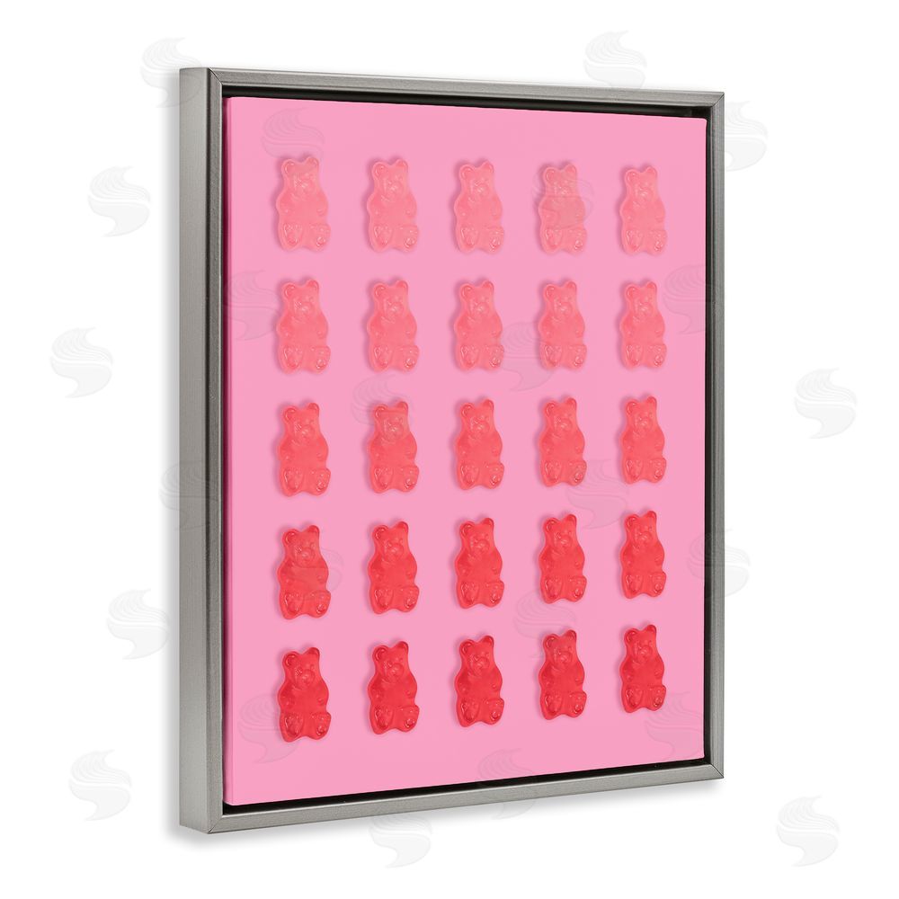 LISH Creative Sweet Pink Gummy Bears Gray Floating Frame Canvas Wall Art Print