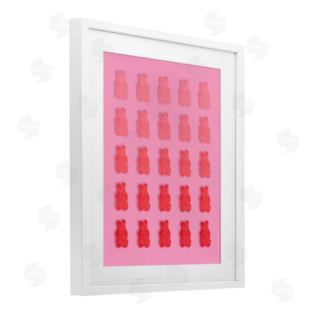 LISH Creative Sweet Pink Gummy Bears White Framed Print Under Glass Wall Art