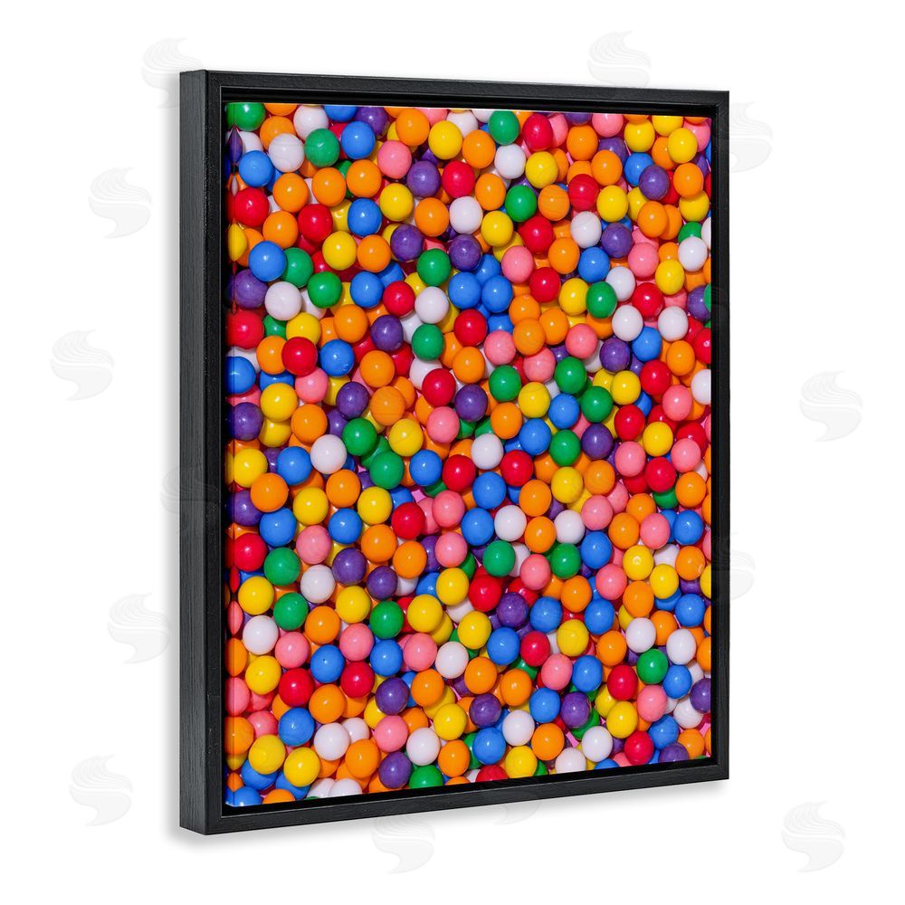 LISH Creative Colorful Gumballs Close Up Black Floating Frame Canvas Wall Art Print